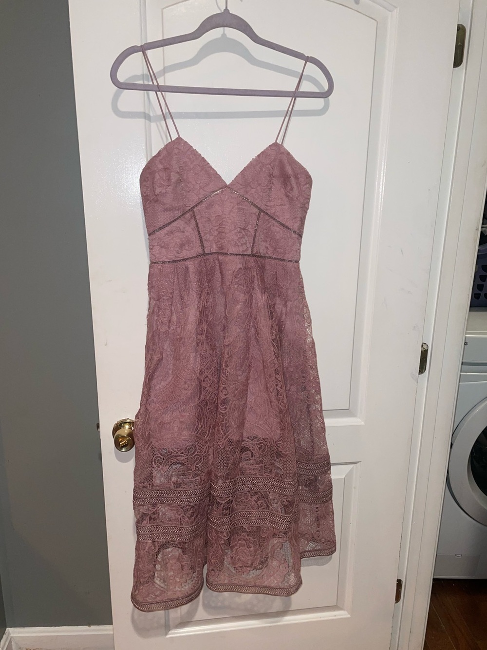 Self-Portrait Floral Guipure Lace Fit & Flare Midi Dress Dusty Pink Rose 💗size 6 - Picture 4 of 10